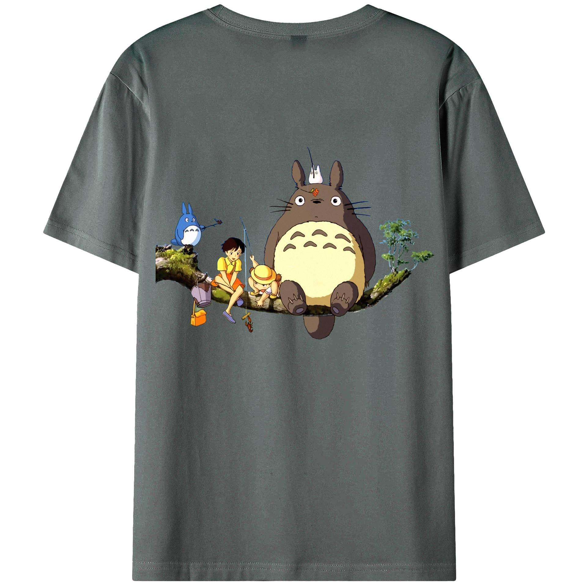 （画像用） となりのトトロ 草壁メイ 草壁サツキ My Neighbor Totoro Satsuki Kusakabe Mei Kusakabe 綿100％ メンズ半袖Tシャツ（バックプリント） 通気性